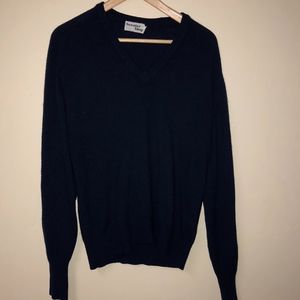 Men's Super Soft Navy Blue V-Neck Sweater